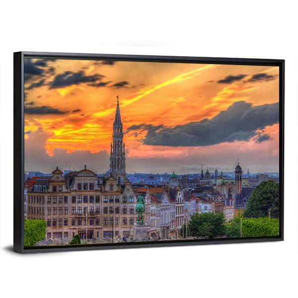 View Of Brussels City Center Canvas Wall Art-3 Horizontal-Gallery Wrap-25" x 16"-Tiaracle
