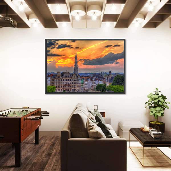 View Of Brussels City Center Canvas Wall Art-5 Horizontal-Gallery Wrap-22" x 12"-Tiaracle