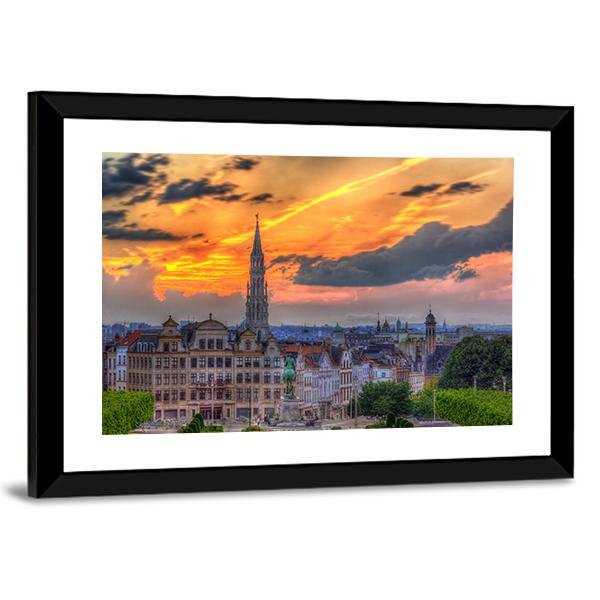 View Of Brussels City Center Canvas Wall Art-3 Horizontal-Gallery Wrap-25" x 16"-Tiaracle
