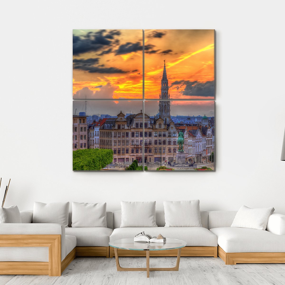 View Of Brussels City Center Canvas Wall Art-4 Square-Gallery Wrap-17" x 17"-Tiaracle