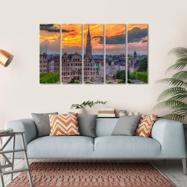 View Of Brussels City Center Canvas Wall Art-5 Horizontal-Gallery Wrap-22" x 12"-Tiaracle
