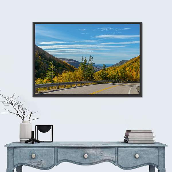 View Of Cabot Trail Highway In Canada Canvas Wall Art-1 Piece-Floating Frame-24" x 16"-Tiaracle