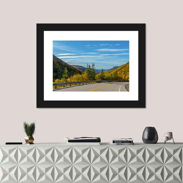 View Of Cabot Trail Highway In Canada Canvas Wall Art-1 Piece-Framed Print-20" x 16"-Tiaracle