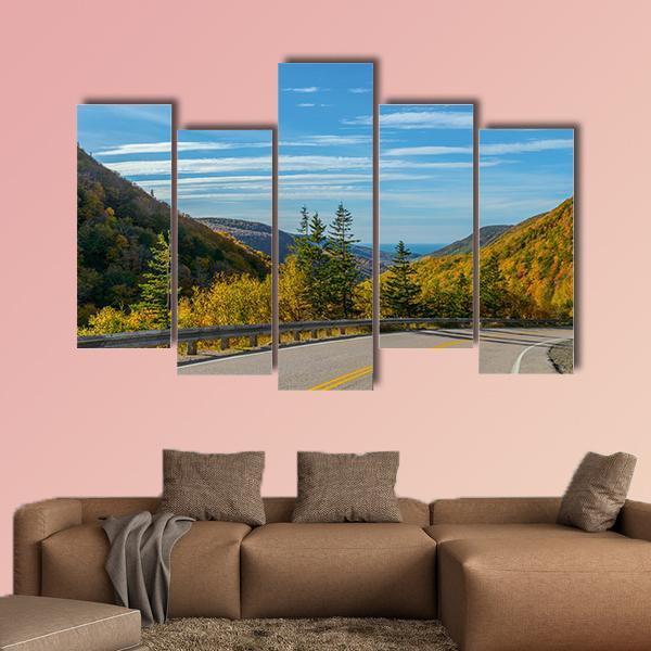 View Of Cabot Trail Highway In Canada Canvas Wall Art-5 Pop-Gallery Wrap-47" x 32"-Tiaracle