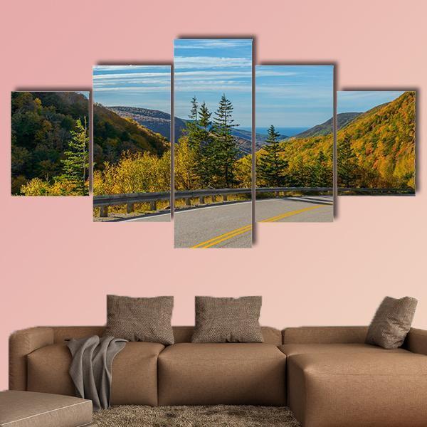 View Of Cabot Trail Highway In Canada Canvas Wall Art-5 Star-Gallery Wrap-62" x 32"-Tiaracle