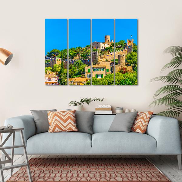 View Of Capdepera Castle With Town Canvas Wall Art-4 Horizontal-Gallery Wrap-34" x 24"-Tiaracle