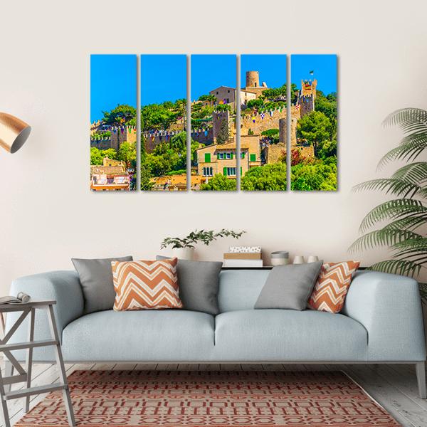 View Of Capdepera Castle With Town Canvas Wall Art-5 Horizontal-Gallery Wrap-22" x 12"-Tiaracle