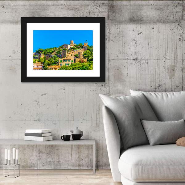 View Of Capdepera Castle With Town Canvas Wall Art-3 Horizontal-Gallery Wrap-25" x 16"-Tiaracle