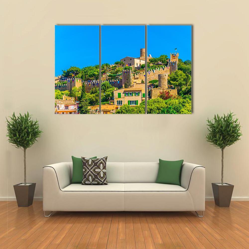 View Of Capdepera Castle With Town Canvas Wall Art-5 Pop-Gallery Wrap-47" x 32"-Tiaracle