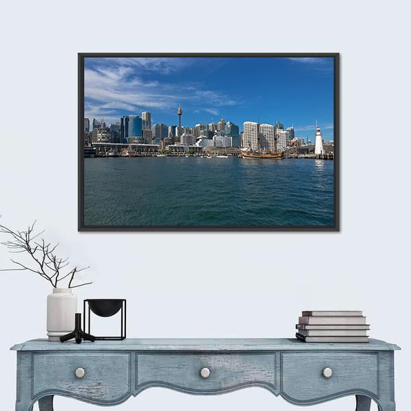 View Of Cape Bowling Green Lighthouse Canvas Wall Art-1 Piece-Floating Frame-24" x 16"-Tiaracle