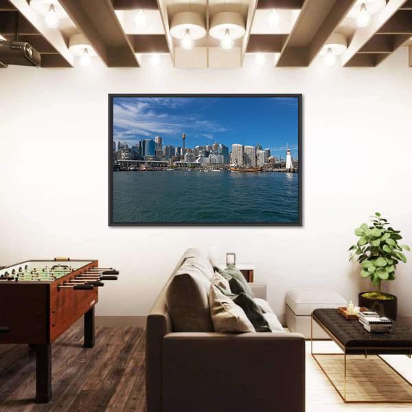 View Of Cape Bowling Green Lighthouse Canvas Wall Art-3 Horizontal-Gallery Wrap-25" x 16"-Tiaracle