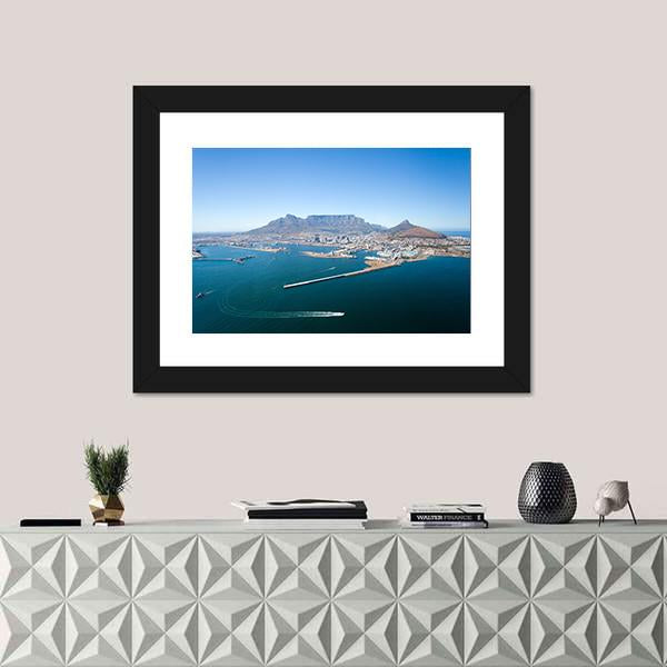 View Of Cape Town And Table Mountain Canvas Wall Art-1 Piece-Framed Print-20" x 16"-Tiaracle