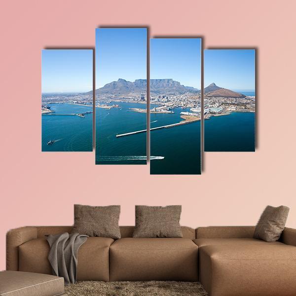 View Of Cape Town And Table Mountain Canvas Wall Art-4 Pop-Gallery Wrap-50" x 32"-Tiaracle