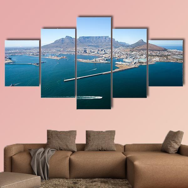 View Of Cape Town And Table Mountain Canvas Wall Art-5 Star-Gallery Wrap-62" x 32"-Tiaracle