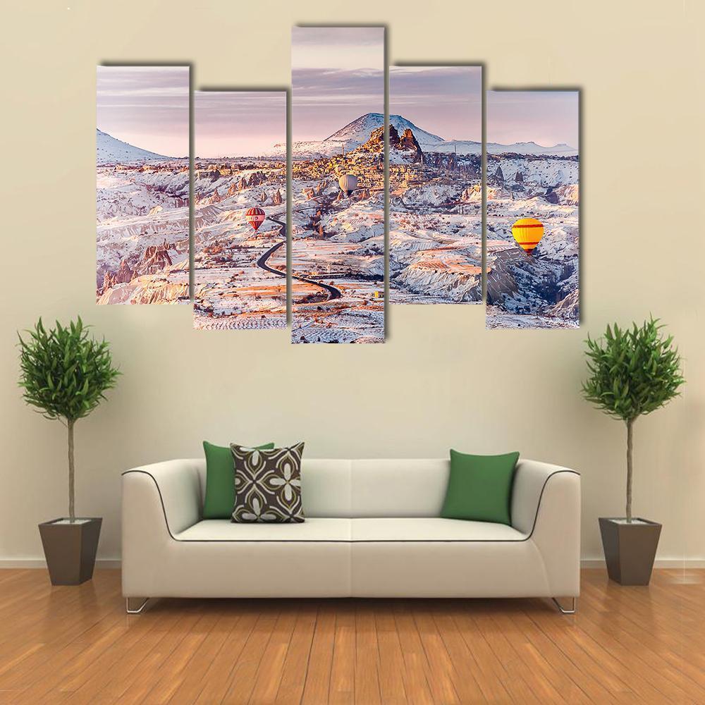 View Of Cappadocia In Turkey Canvas Wall Art-5 Pop-Gallery Wrap-47" x 32"-Tiaracle