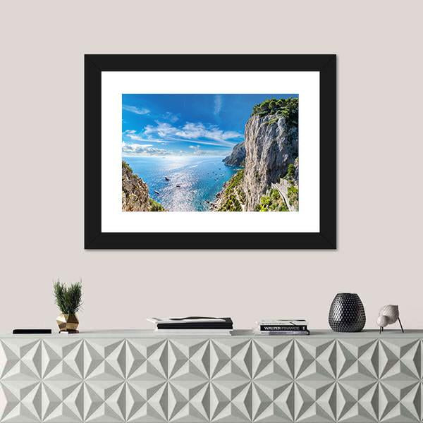 View Of Capri Island Canvas Wall Art-1 Piece-Framed Print-20" x 16"-Tiaracle