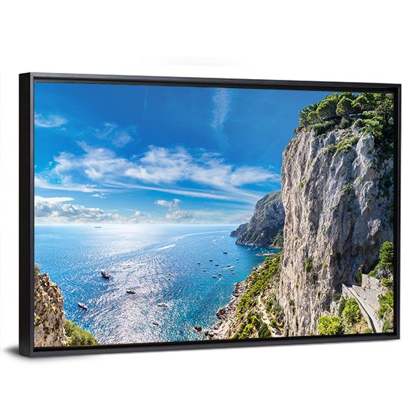 View Of Capri Island Canvas Wall Art-3 Horizontal-Gallery Wrap-25" x 16"-Tiaracle