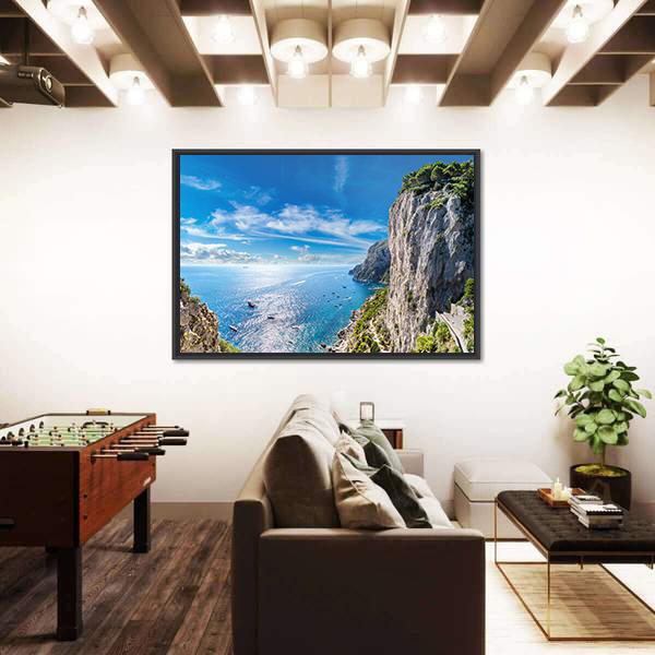View Of Capri Island Canvas Wall Art-3 Horizontal-Gallery Wrap-25" x 16"-Tiaracle