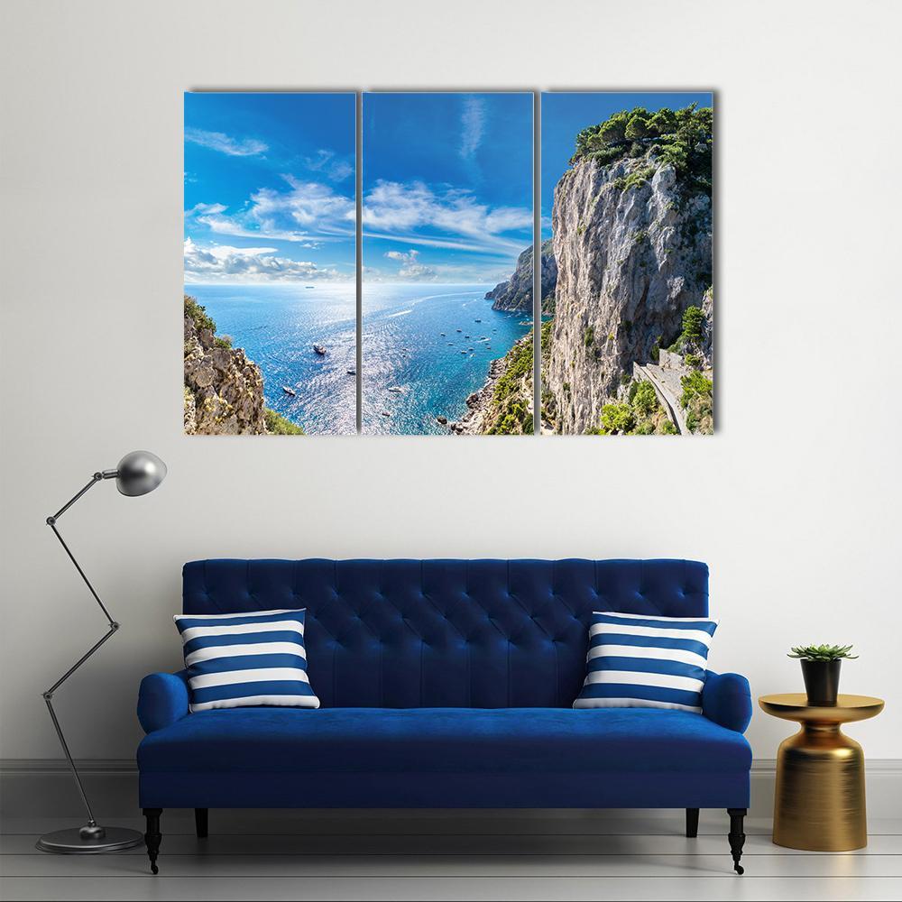 View Of Capri Island Canvas Wall Art-3 Horizontal-Gallery Wrap-37" x 24"-Tiaracle