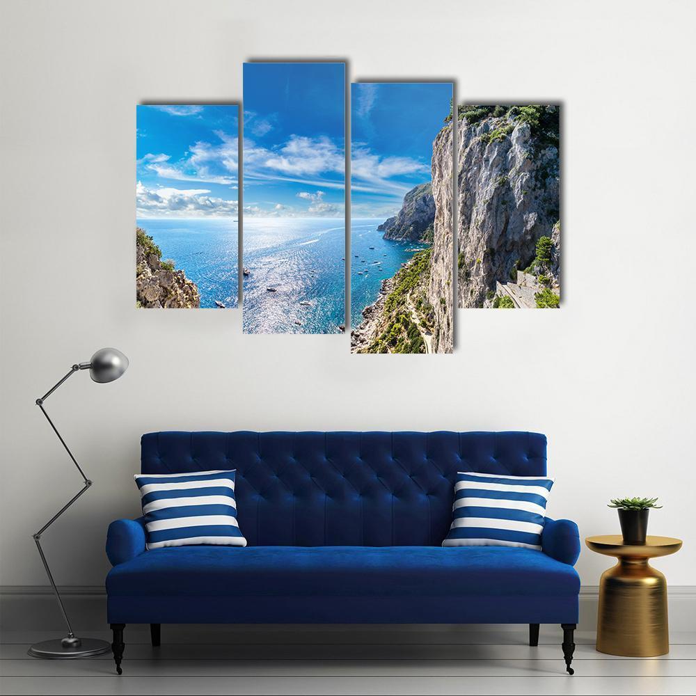 View Of Capri Island Canvas Wall Art-4 Pop-Gallery Wrap-50" x 32"-Tiaracle