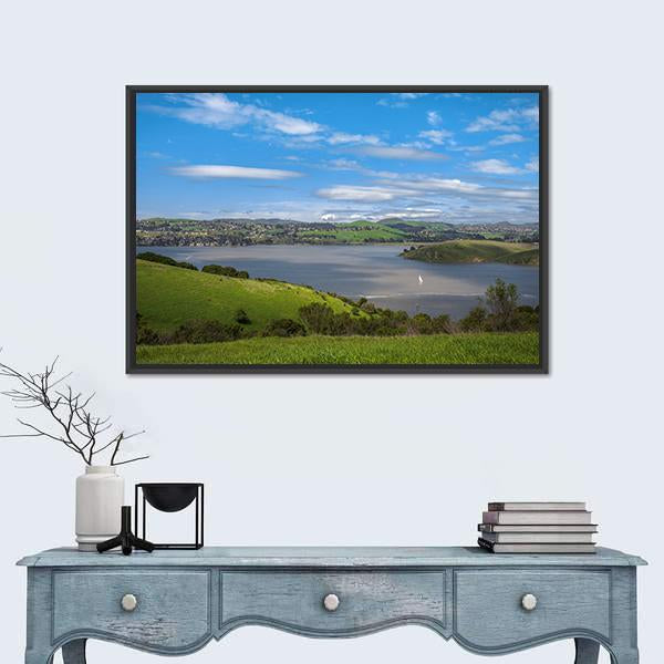 View Of Carquinez Strait Canvas Wall Art-1 Piece-Floating Frame-24" x 16"-Tiaracle