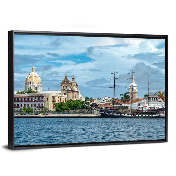 View Of Cartagena de Indiasa In Colombia Canvas Wall Art-3 Horizontal-Gallery Wrap-25" x 16"-Tiaracle