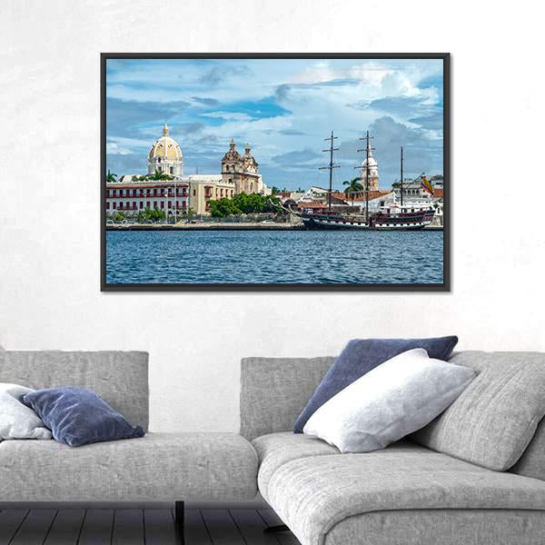 View Of Cartagena de Indiasa In Colombia Canvas Wall Art-3 Horizontal-Gallery Wrap-25" x 16"-Tiaracle