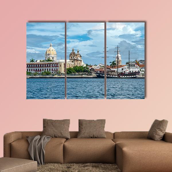 View Of Cartagena de Indiasa In Colombia Canvas Wall Art-3 Horizontal-Gallery Wrap-25" x 16"-Tiaracle
