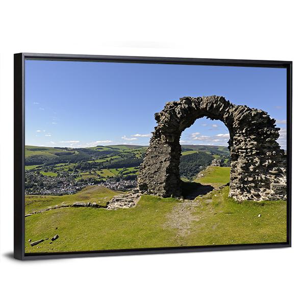 View Of Castell Dinas Bran Canvas Wall Art-3 Horizontal-Gallery Wrap-25" x 16"-Tiaracle