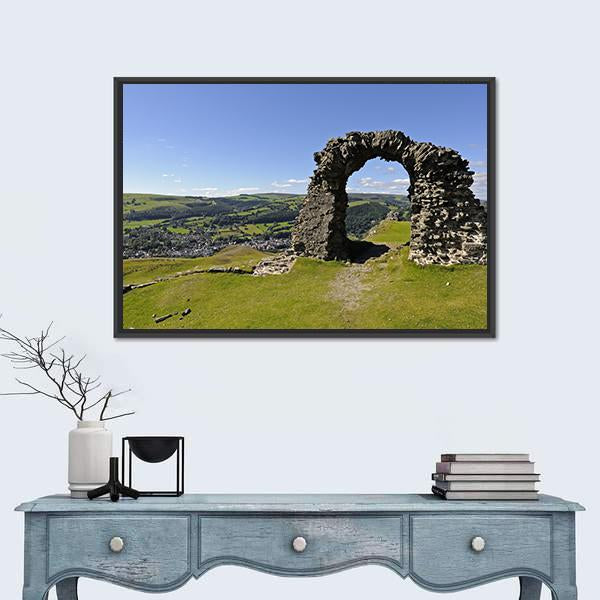 View Of Castell Dinas Bran Canvas Wall Art-1 Piece-Floating Frame-24" x 16"-Tiaracle