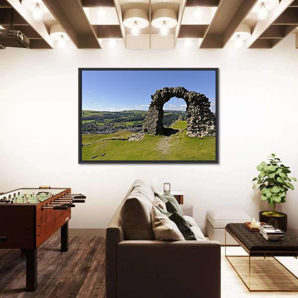View Of Castell Dinas Bran Canvas Wall Art-3 Horizontal-Gallery Wrap-25" x 16"-Tiaracle