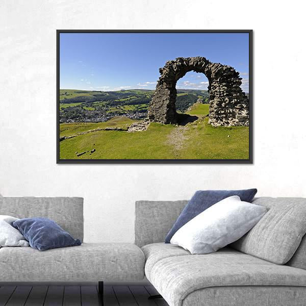 View Of Castell Dinas Bran Canvas Wall Art-3 Horizontal-Gallery Wrap-25" x 16"-Tiaracle