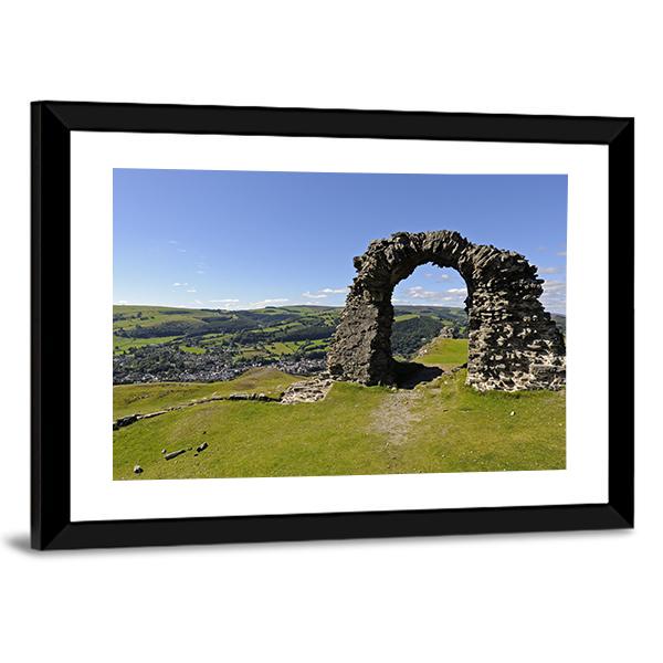 View Of Castell Dinas Bran Canvas Wall Art-3 Horizontal-Gallery Wrap-25" x 16"-Tiaracle