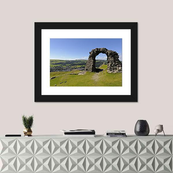 View Of Castell Dinas Bran Canvas Wall Art-1 Piece-Framed Print-20" x 16"-Tiaracle
