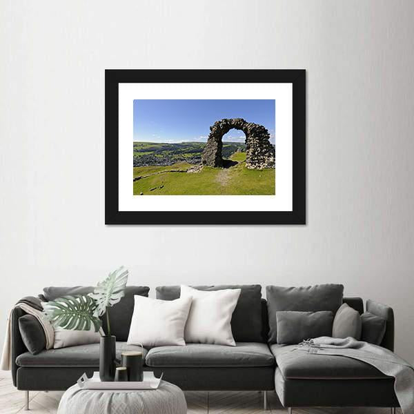 View Of Castell Dinas Bran Canvas Wall Art-3 Horizontal-Gallery Wrap-25" x 16"-Tiaracle