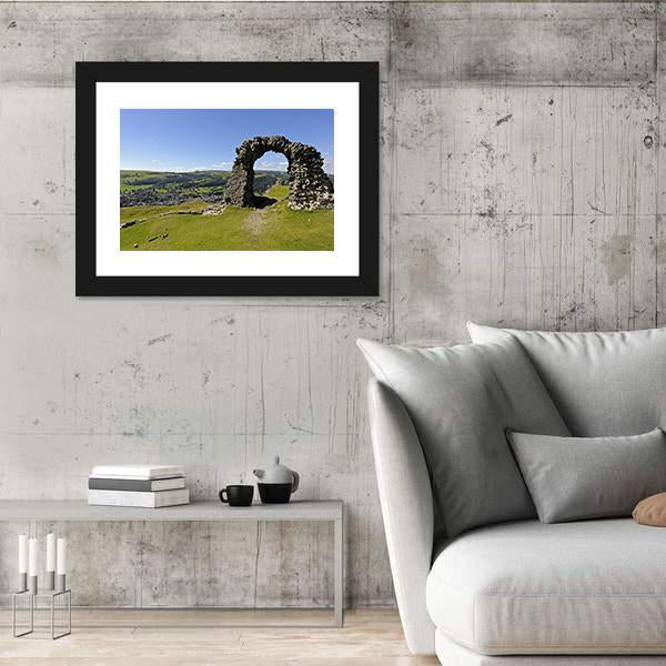 View Of Castell Dinas Bran Canvas Wall Art-3 Horizontal-Gallery Wrap-25" x 16"-Tiaracle