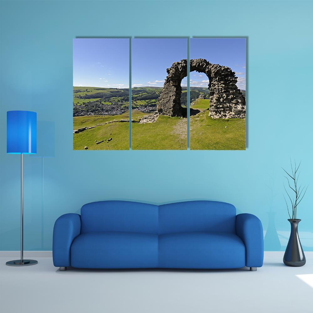 View Of Castell Dinas Bran Canvas Wall Art-3 Horizontal-Gallery Wrap-37" x 24"-Tiaracle