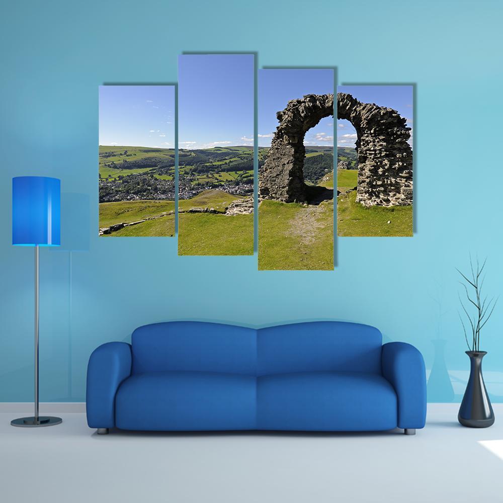 View Of Castell Dinas Bran Canvas Wall Art-4 Pop-Gallery Wrap-50" x 32"-Tiaracle