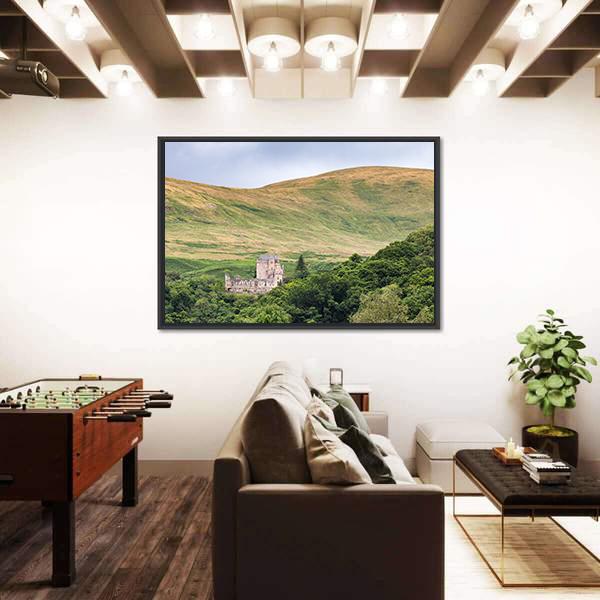 View Of Castle Campbell Canvas Wall Art-3 Horizontal-Gallery Wrap-25" x 16"-Tiaracle