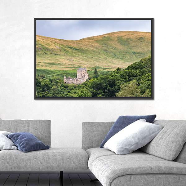 View Of Castle Campbell Canvas Wall Art-3 Horizontal-Gallery Wrap-25" x 16"-Tiaracle