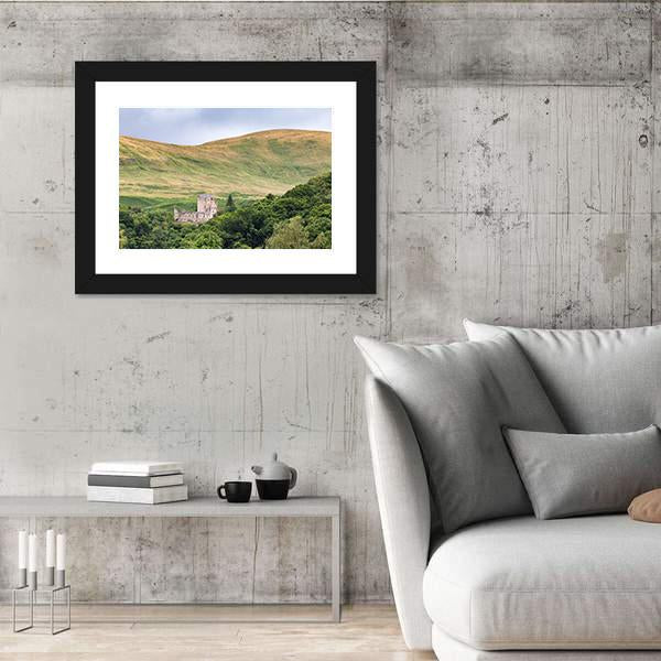 View Of Castle Campbell Canvas Wall Art-3 Horizontal-Gallery Wrap-25" x 16"-Tiaracle