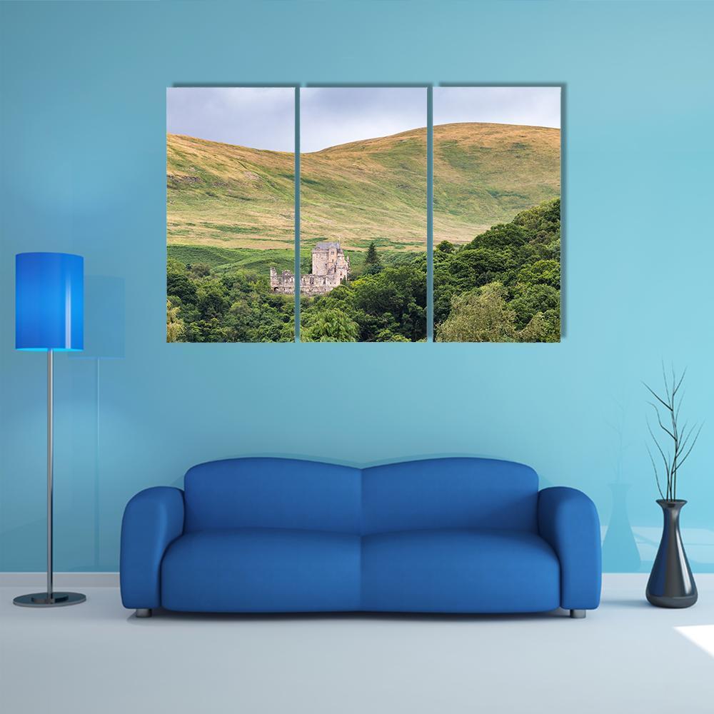 View Of Castle Campbell Canvas Wall Art-3 Horizontal-Gallery Wrap-37" x 24"-Tiaracle