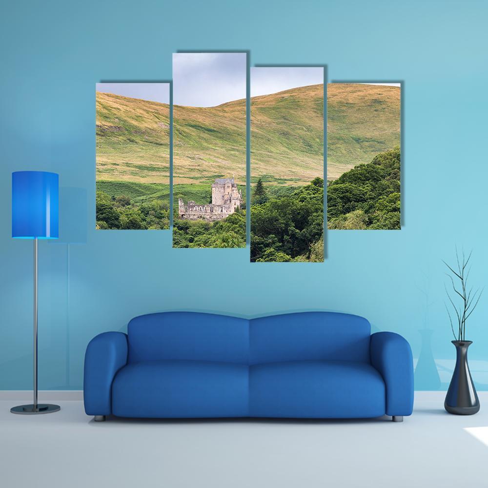 View Of Castle Campbell Canvas Wall Art-4 Pop-Gallery Wrap-50" x 32"-Tiaracle