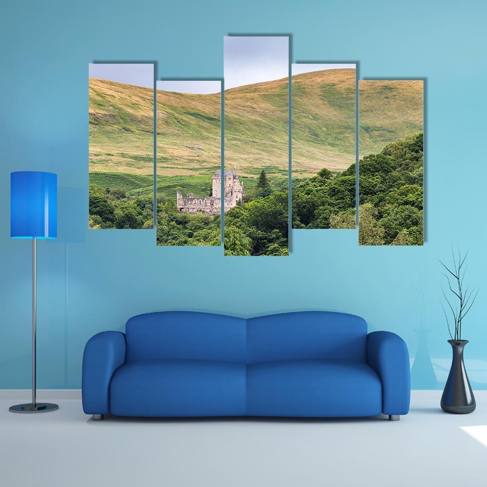 View Of Castle Campbell Canvas Wall Art-5 Pop-Gallery Wrap-47" x 32"-Tiaracle