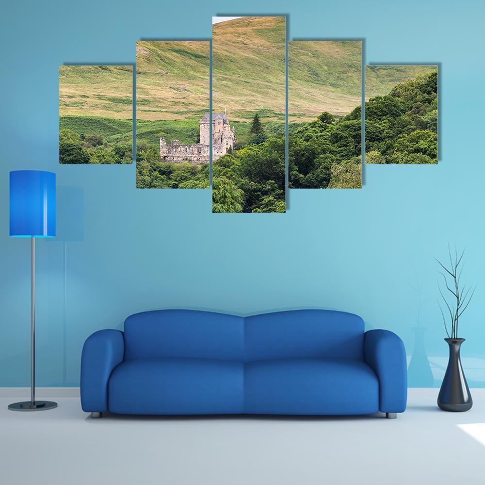 View Of Castle Campbell Canvas Wall Art-5 Star-Gallery Wrap-62" x 32"-Tiaracle