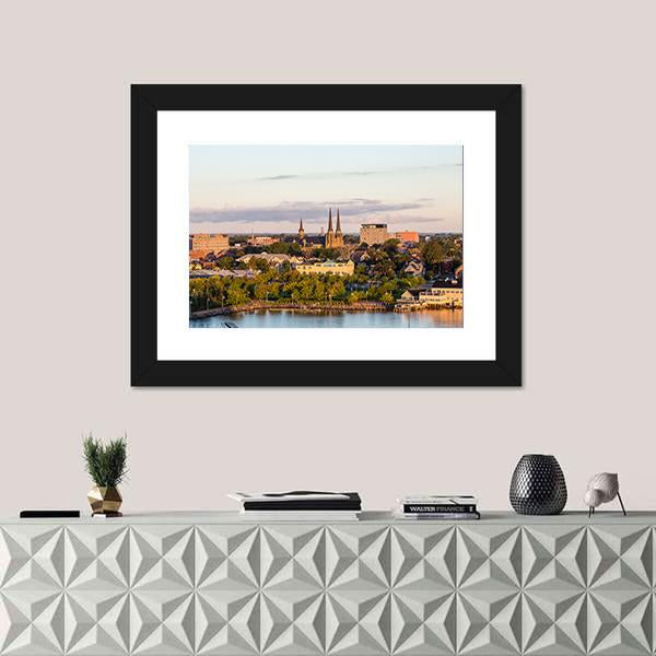 View Of Charlotte Town Canvas Wall Art-1 Piece-Framed Print-20" x 16"-Tiaracle