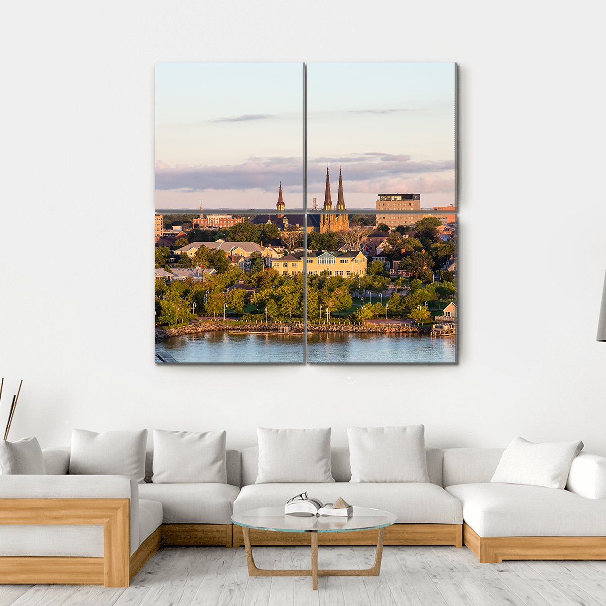 View Of Charlotte Town Canvas Wall Art-4 Square-Gallery Wrap-17" x 17"-Tiaracle