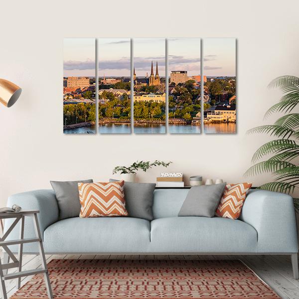 View Of Charlotte Town Canvas Wall Art-5 Horizontal-Gallery Wrap-22" x 12"-Tiaracle
