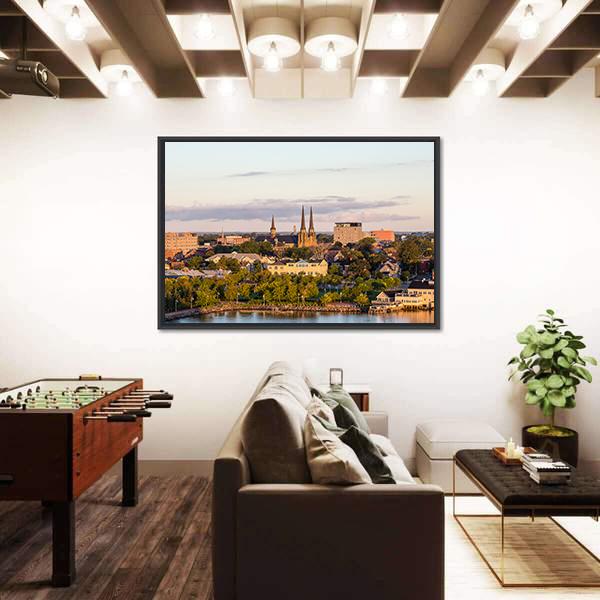 View Of Charlotte Town Canvas Wall Art-5 Horizontal-Gallery Wrap-22" x 12"-Tiaracle