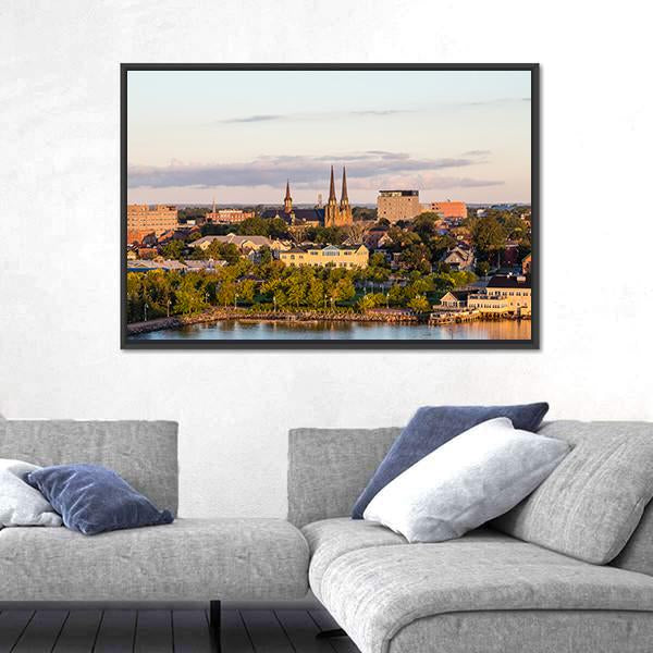 View Of Charlotte Town Canvas Wall Art-5 Horizontal-Gallery Wrap-22" x 12"-Tiaracle